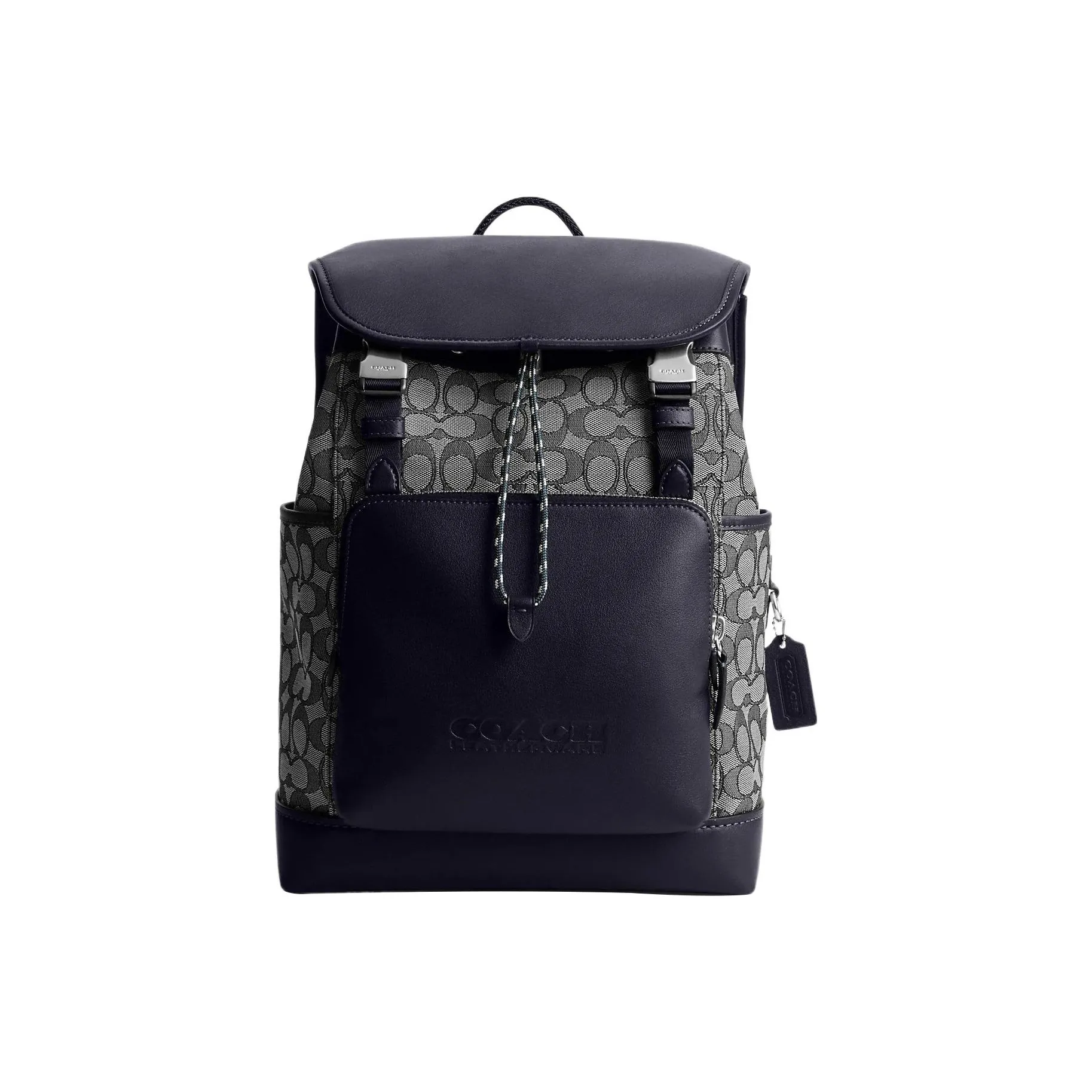 COACH League Fabric With Cow Leather Backpack Tubas Men's Blue & Gray