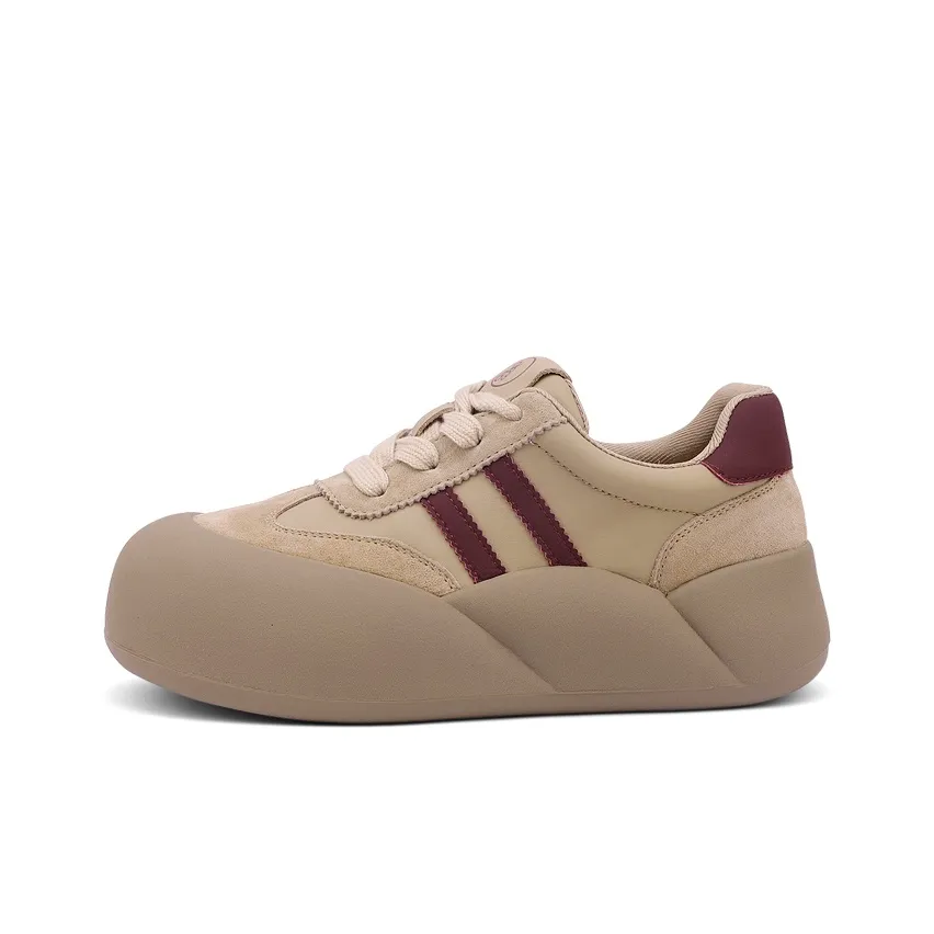 Mr.shang Low-Top Casual Skateboard Shoes Women's Apricot