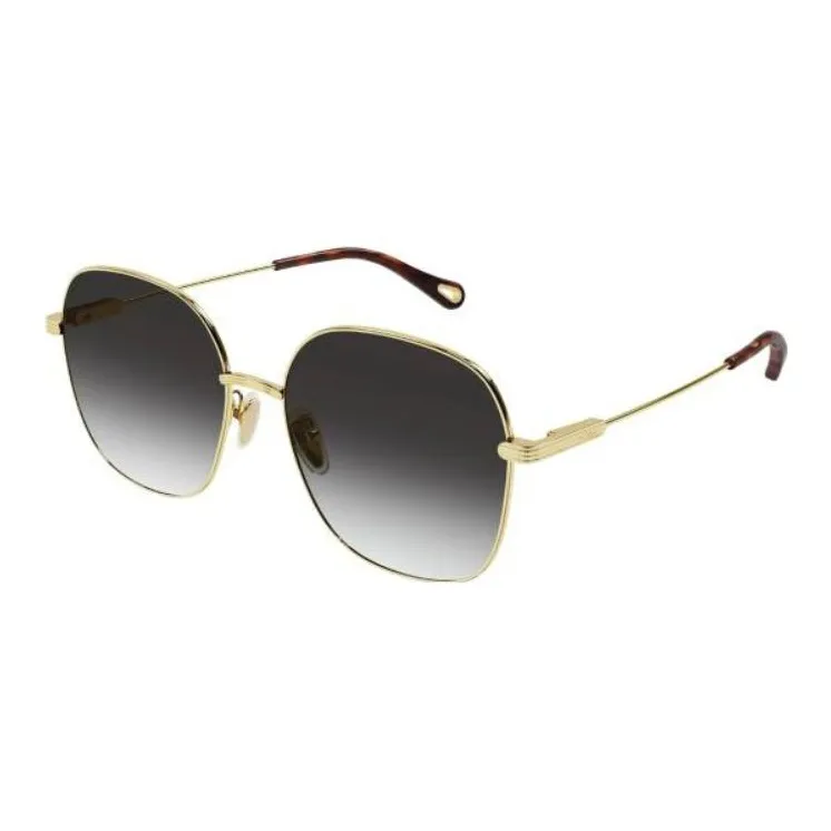 Chloe Metal Irregular Shape Sunglasses Women's Gold