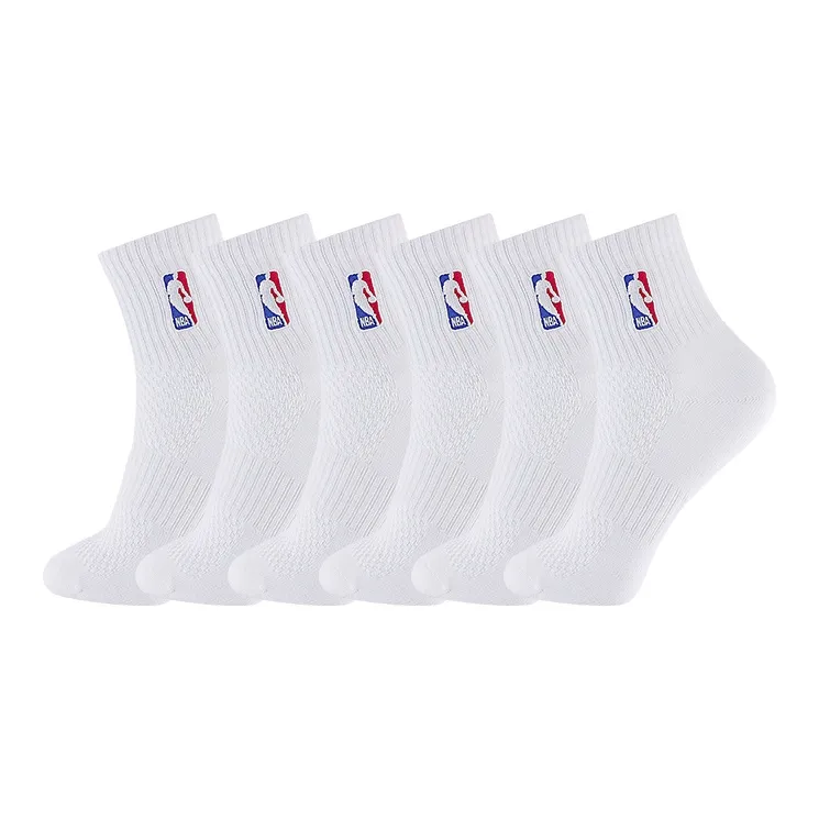 NBA 6 пар Белых, 6 пар Мужских носков MID до икры