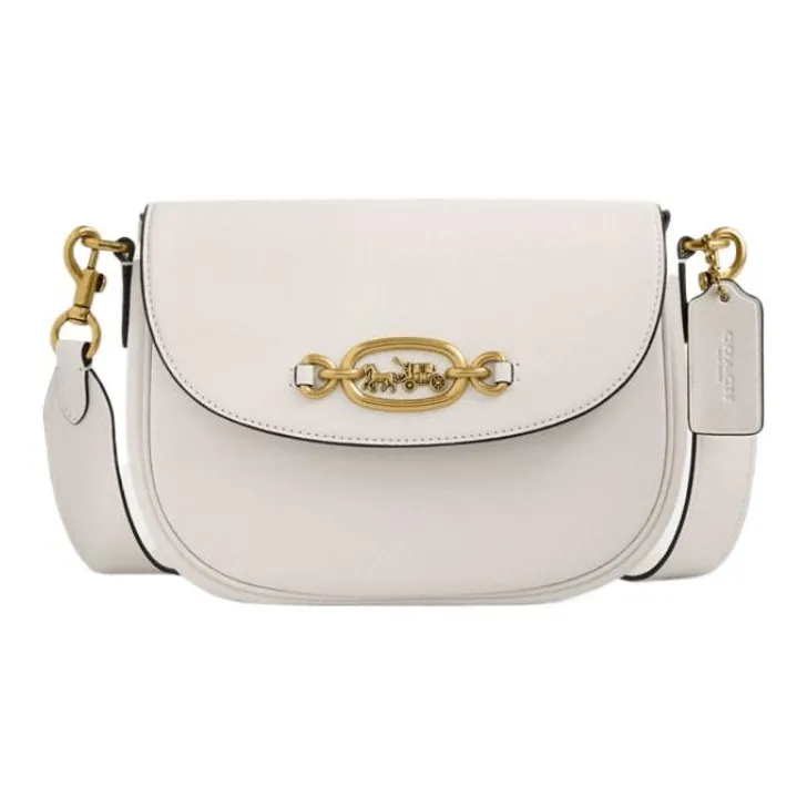 COACH Harley Glove Leather Saddle Bag, Shoulder Bag Women's White