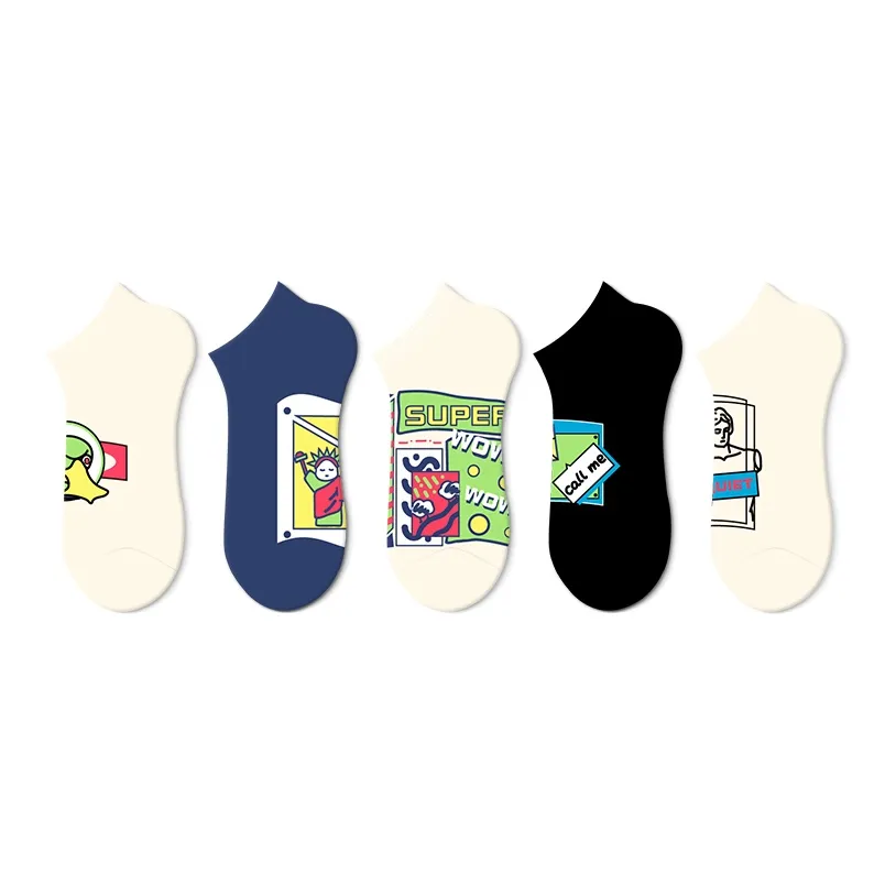 JKN Men's Spring And Autumn Socks Ankle Socks Unisex 5 Pack Includes Gift Box Sets