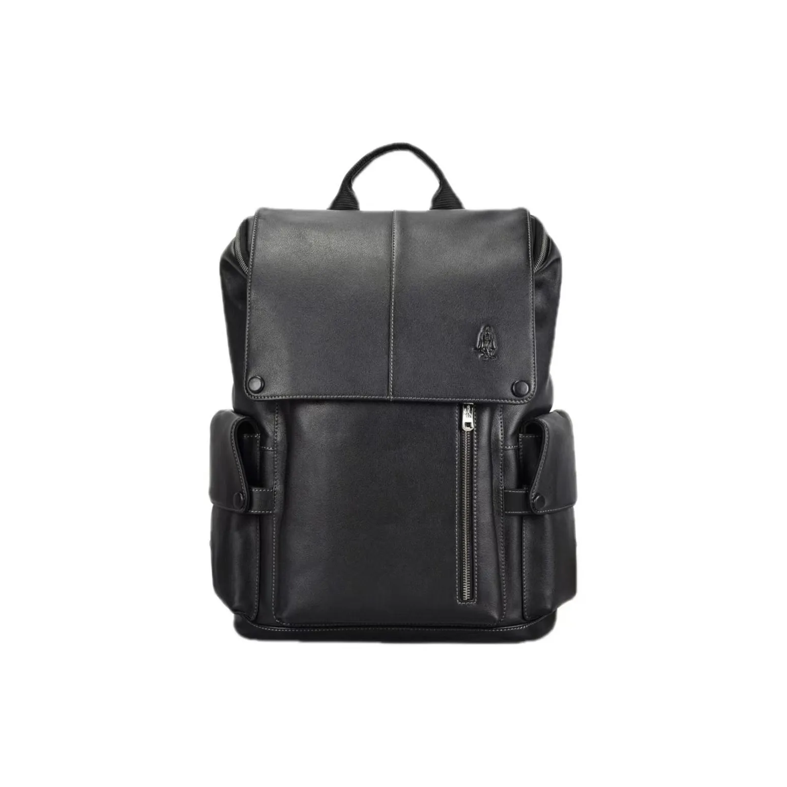 Hush Puppies Top Grain Cow Leather Backpack Large Size Men's Black