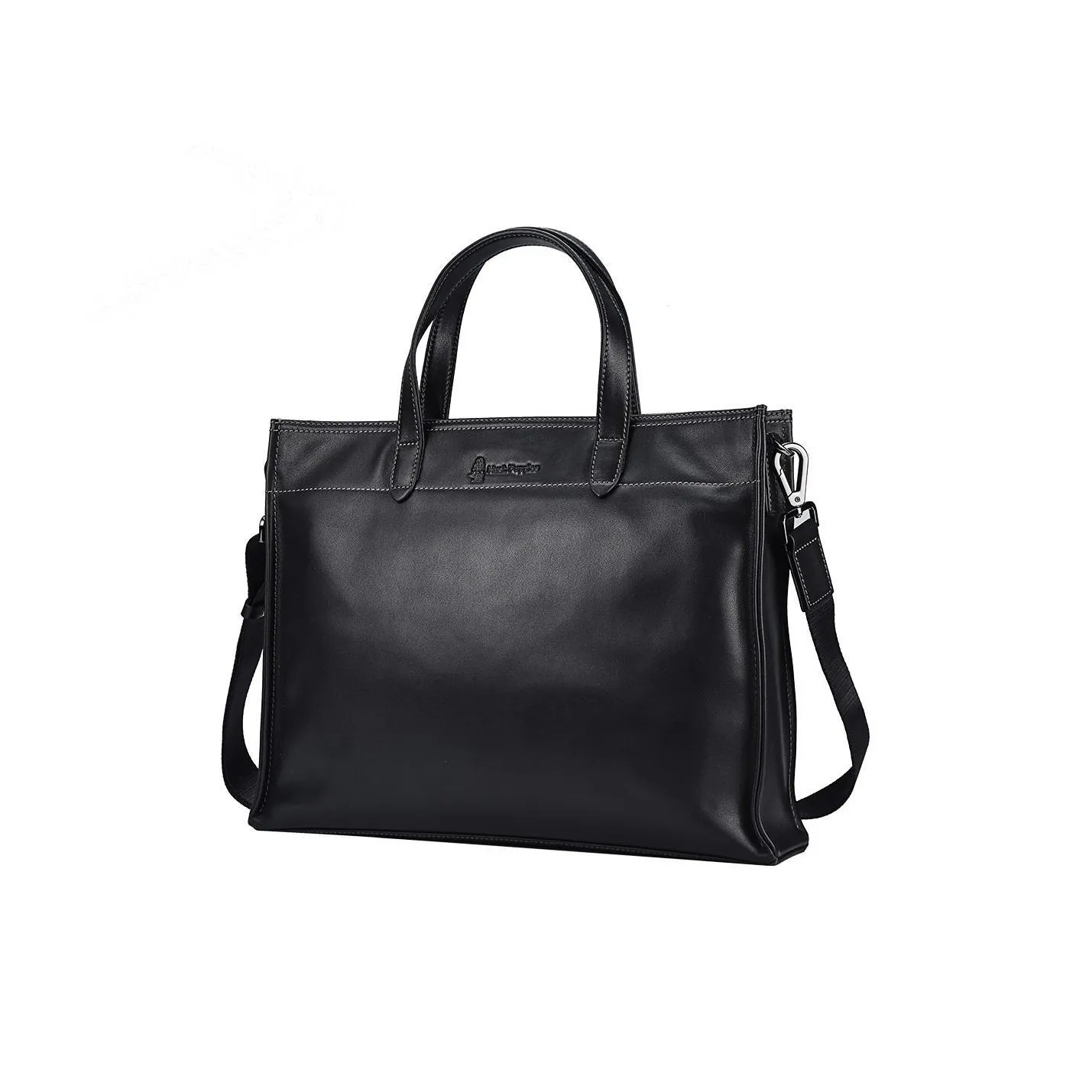 Hush Puppies Vegetable Tanned Top Grain Cow Leather Handbag Briefcase Tubas Men's Black
