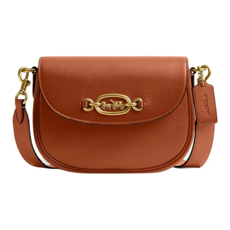 COACH Harley Cow Leather Shoulder Bag Crossbody Bag Small Size Unisex Amber