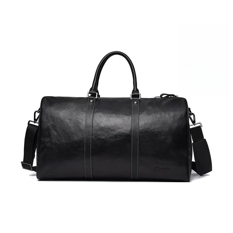 Hush Puppies Vegetable Tanned Top Grain Cow Leather Handbag Travel Bag For Business Trips Tubas Men's Black