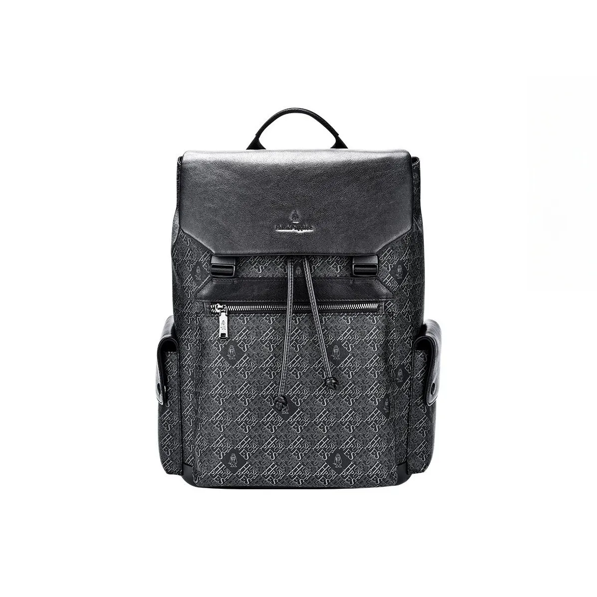 Hush Puppies PVC Cow Leather Backpack Tubas Men's Black
