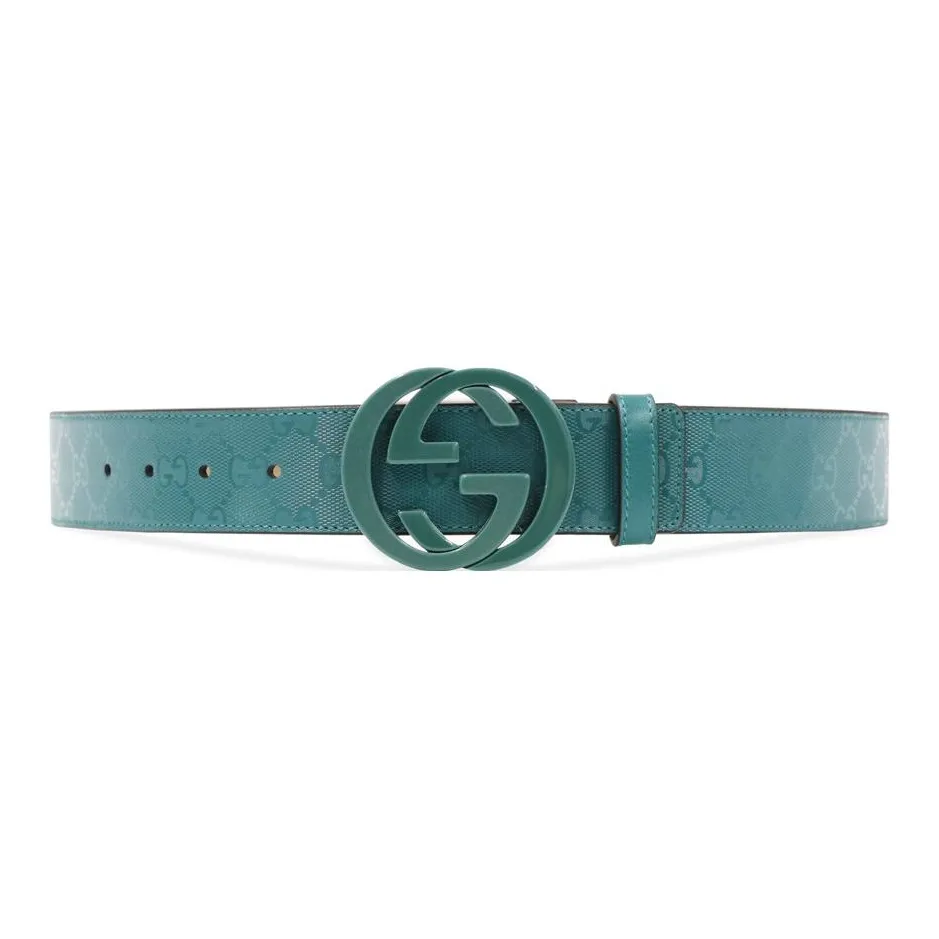 GUCCI Leather Belts Unisex Green 4CM