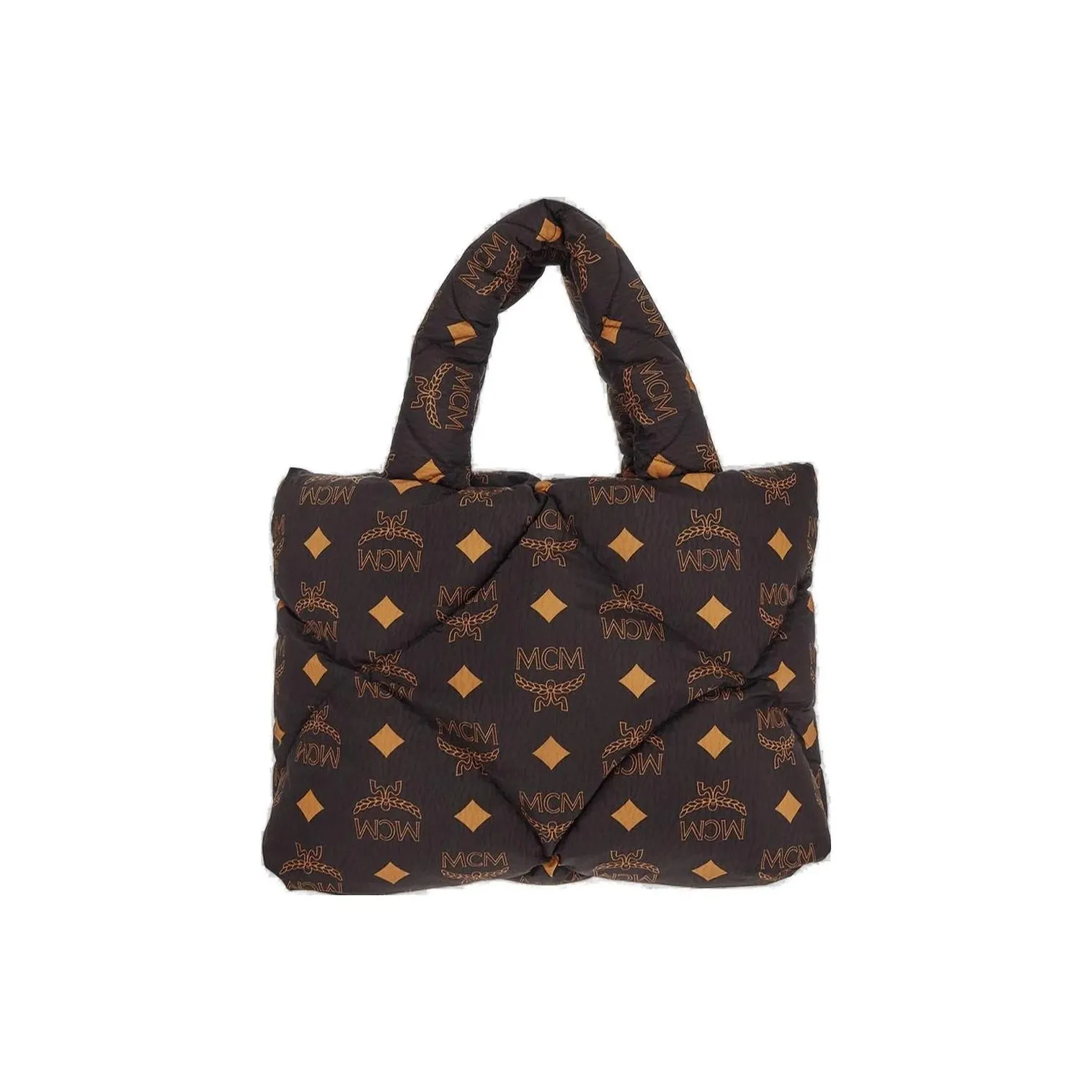 MCM Nylon With Nappa Leather Tote Bag, Shopping Bag, Handbag Large Size Women's Black