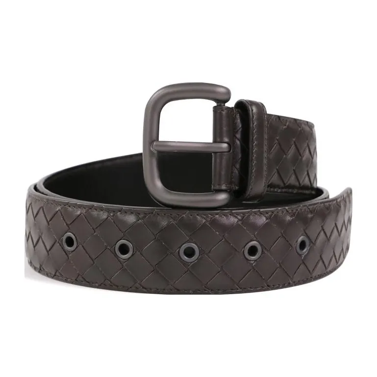 Bottega Veneta Metal Pin Buckle Leather Belts Unisex Burgundy 4cm