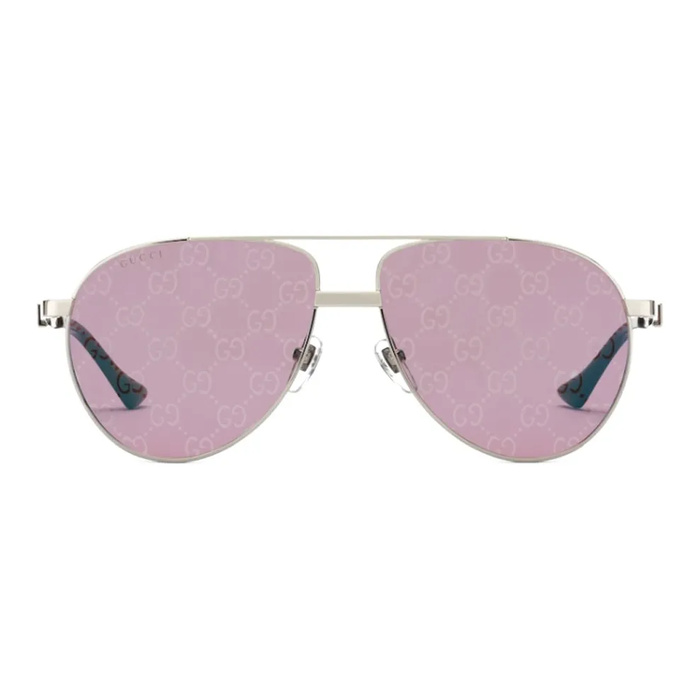 GUCCI Metal Acetate Aviator Sunglasses Men's Gold