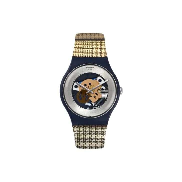 Swatch Quartz Механизм Унисекс Часы 41 мм С циферблатом Skeleton Пластиковый корпус Часы с силиконовым ремешком