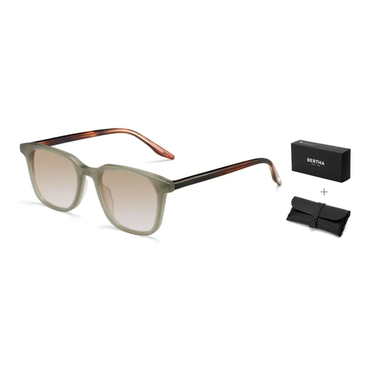BERTHA Plate Frame Square Sunglasses Unisex Tea Brown Frame