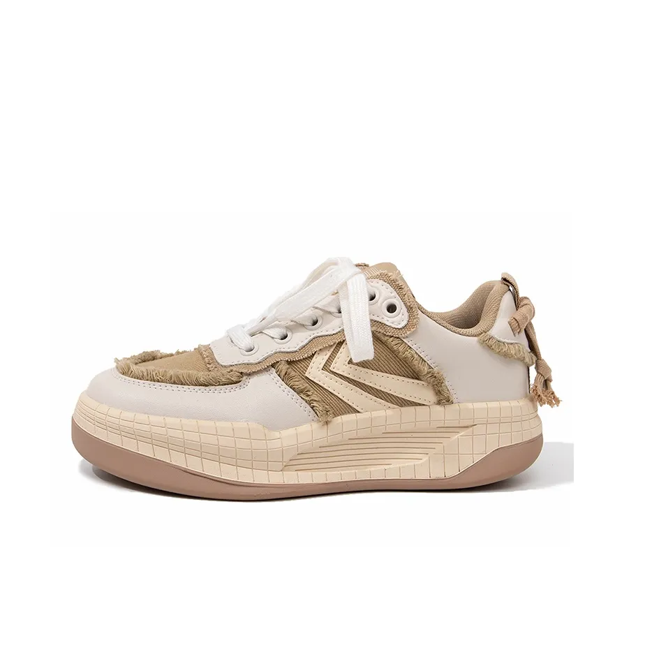 Feiyue Low-Top Skateboard Shoes Women's White Khaki
