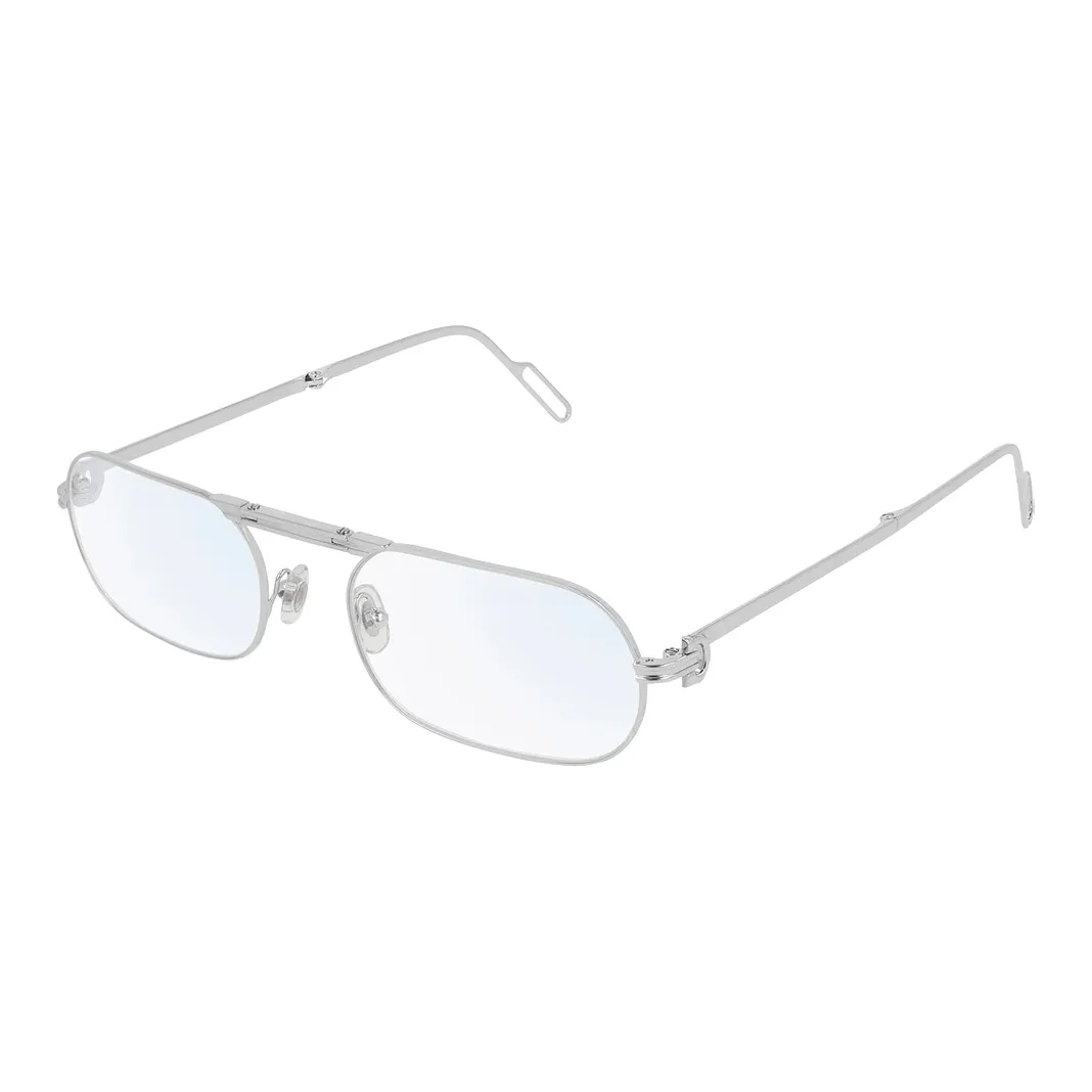 CARTIER Metal Irregular Shape Eyeglass Frames Unisex Silver