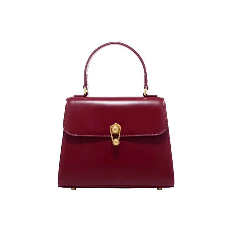 La Festin Корова Кожа Мама Сумка Сумка через плечо Сумка через плечо Средняя Женская Вишнево-Красный Рыцарский Черный