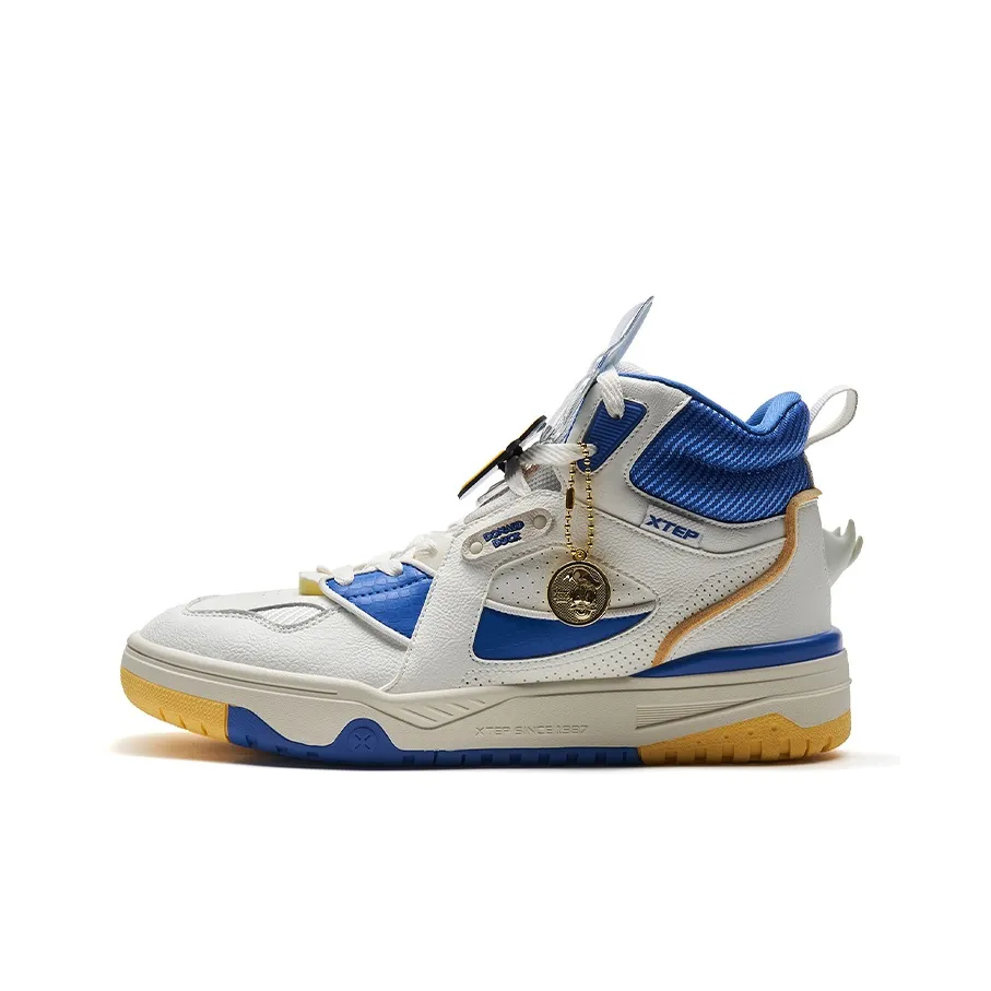 XTEP Cartoon High-Top Skateboard Shoes Men's Sail White/Colorful Blue