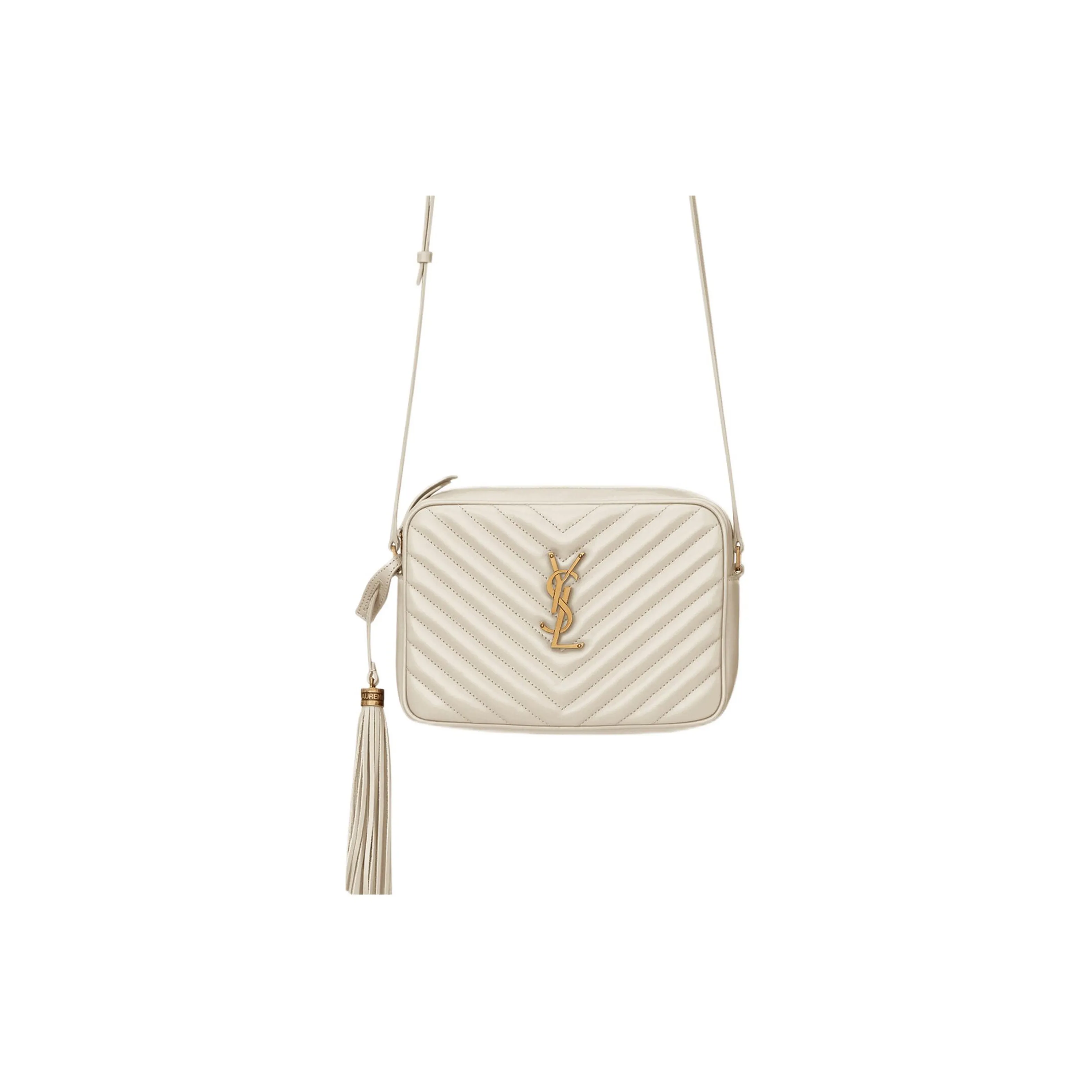 SAINT LAURENT LOU Calfskin Camera Bag, Crossbody Bag, Shoulder Bag Women's Vintage White