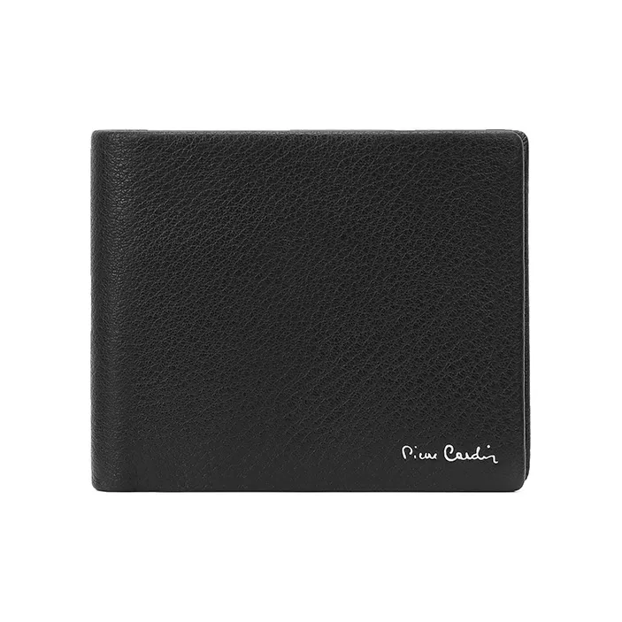 PIERRE CARDIN Кошелек из крупнозернистой текстуры коровьей кожи мужской черный