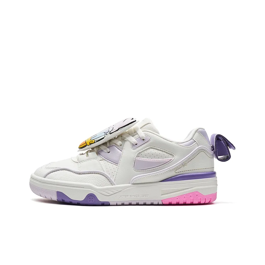 Disney X XTEP Donald Duck Series Skateboard Shoes Women's Low Top Sail White/Soft Purple