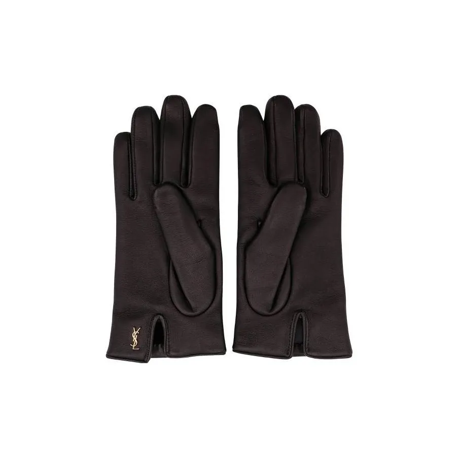 SAINT LAURENT Leather Gloves Women's Black