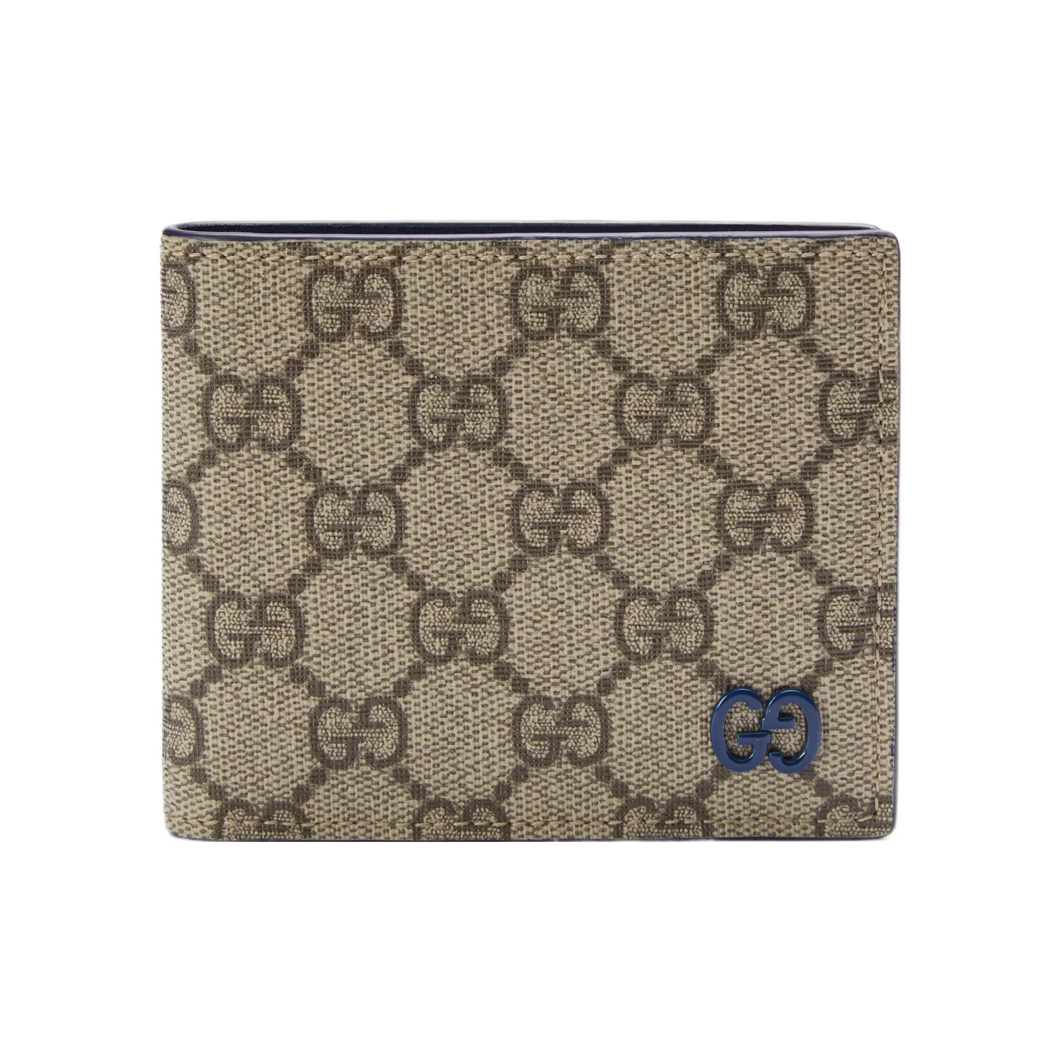 GUCCI GG Supreme Canvas With Leather Wallet Men's Beige/Ebony
