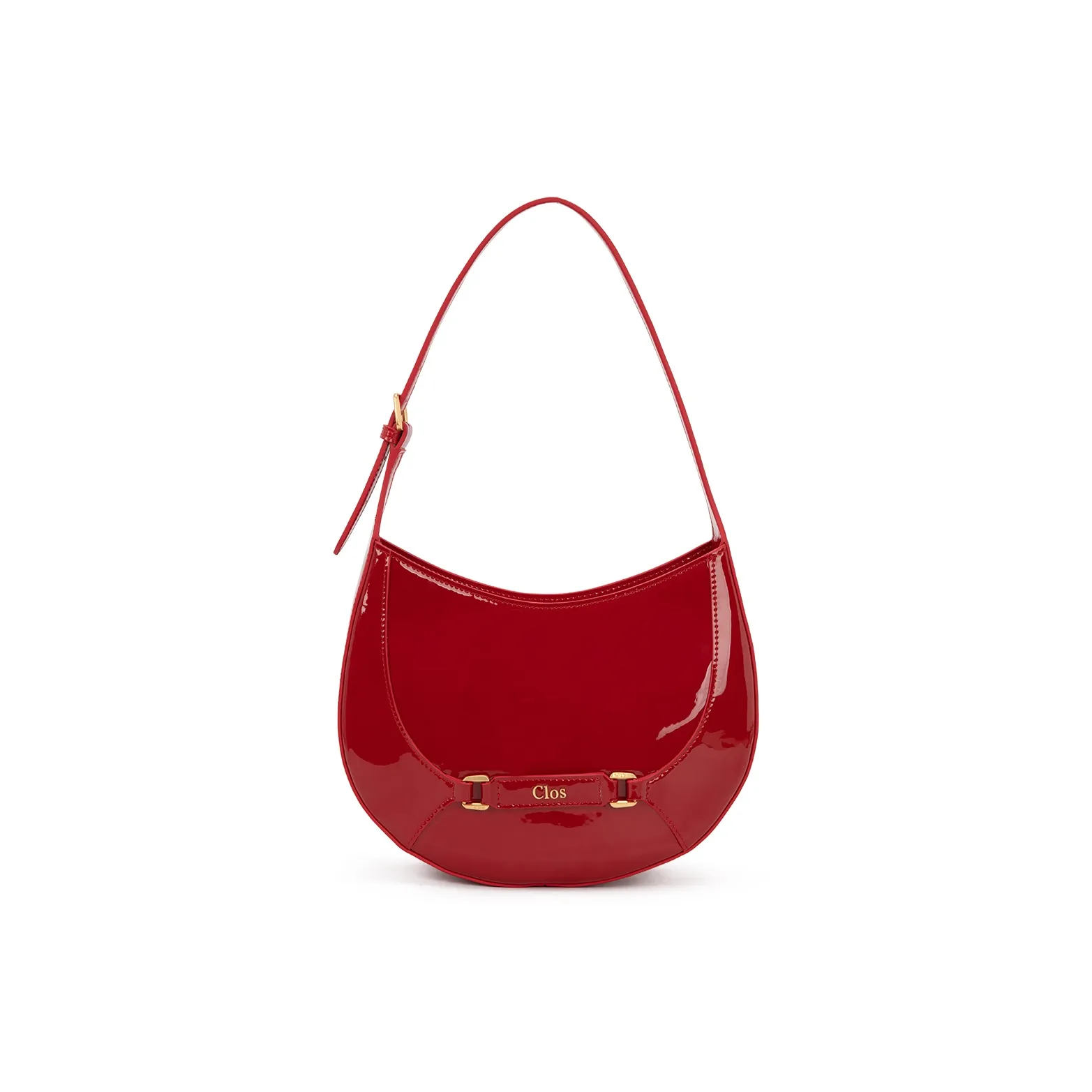 Clos Patent Leather Original Premium Saddle Bag, Shoulder Bag Women's Red/Black