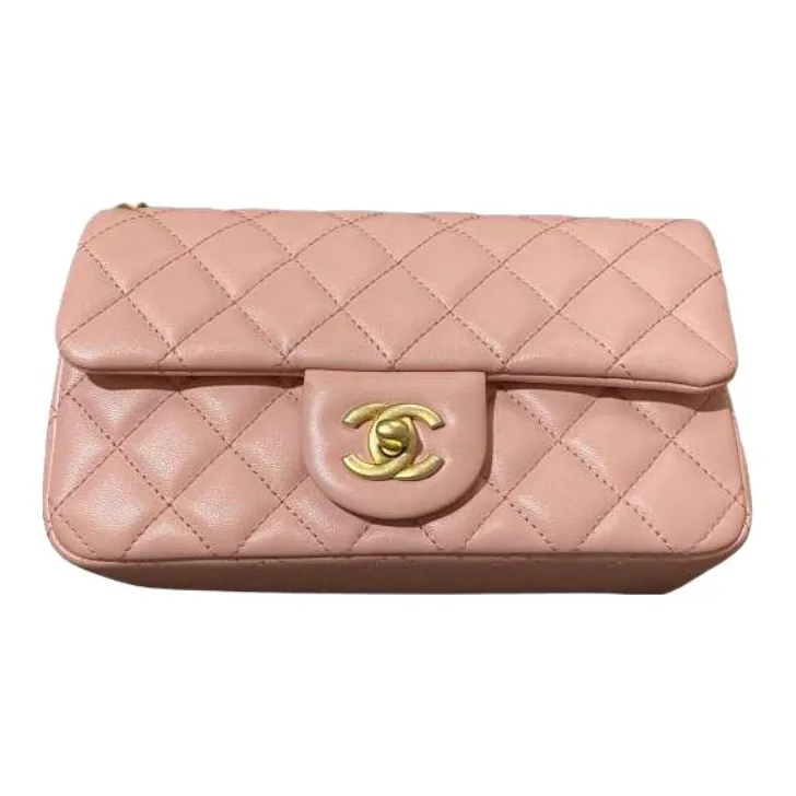 CHANEL Classic Flap CF Sheepskin Chain Bag, Flap Bag, Shoulder Bag, Crossbody Bag Mini Women's Smoke Pink