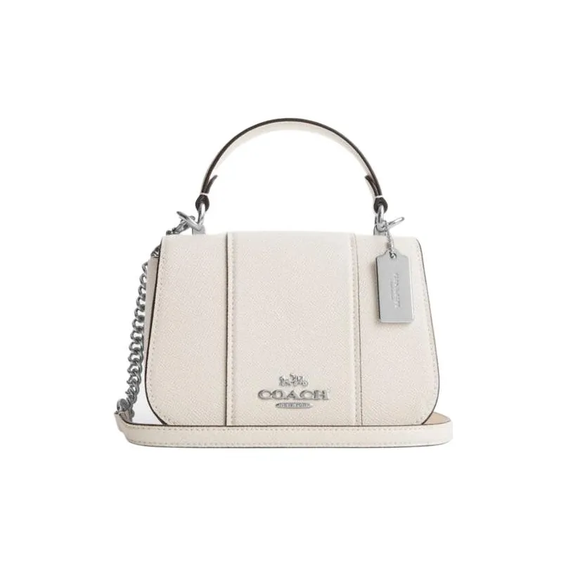 COACH Lysa Cow Leather Saddle Bag, Shoulder Bag, Crossbody Bag, Handbag Trumpets Women's White