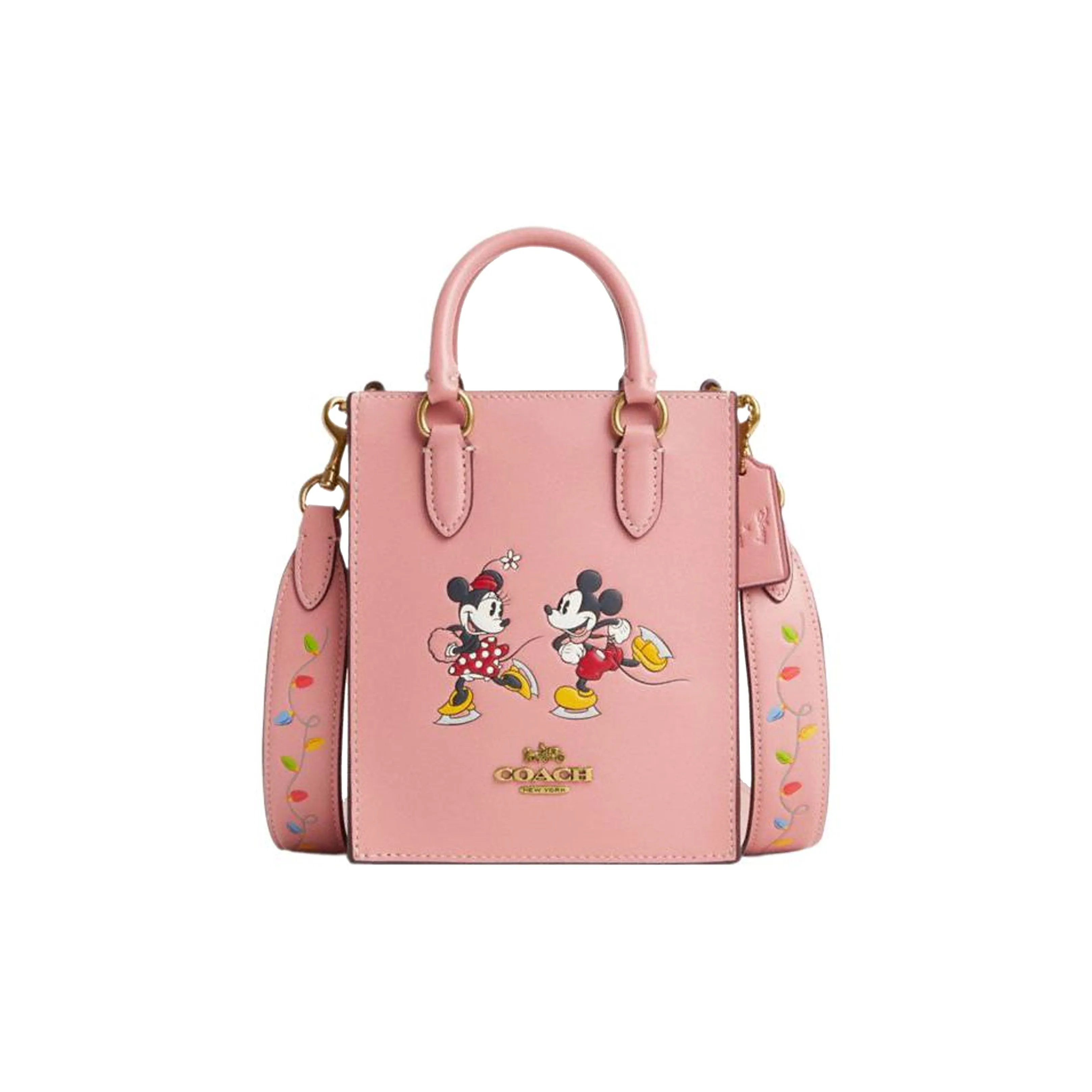 COACH Disney 14 Collaboration Pebbled Leather Tote Bag, Shopping Bag, Shoulder Bag, Handbag Mini Women's Pink