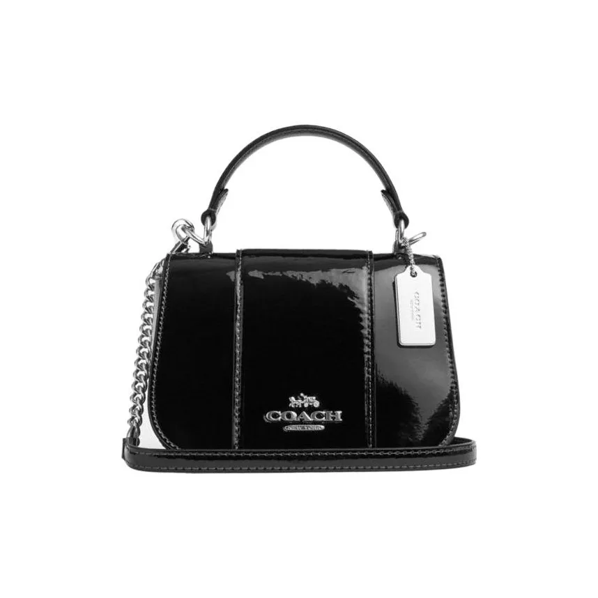 COACH Lysa Cow Leather Saddle Bag, Shoulder Bag, Crossbody Bag, Handbag Trumpets Women's Black