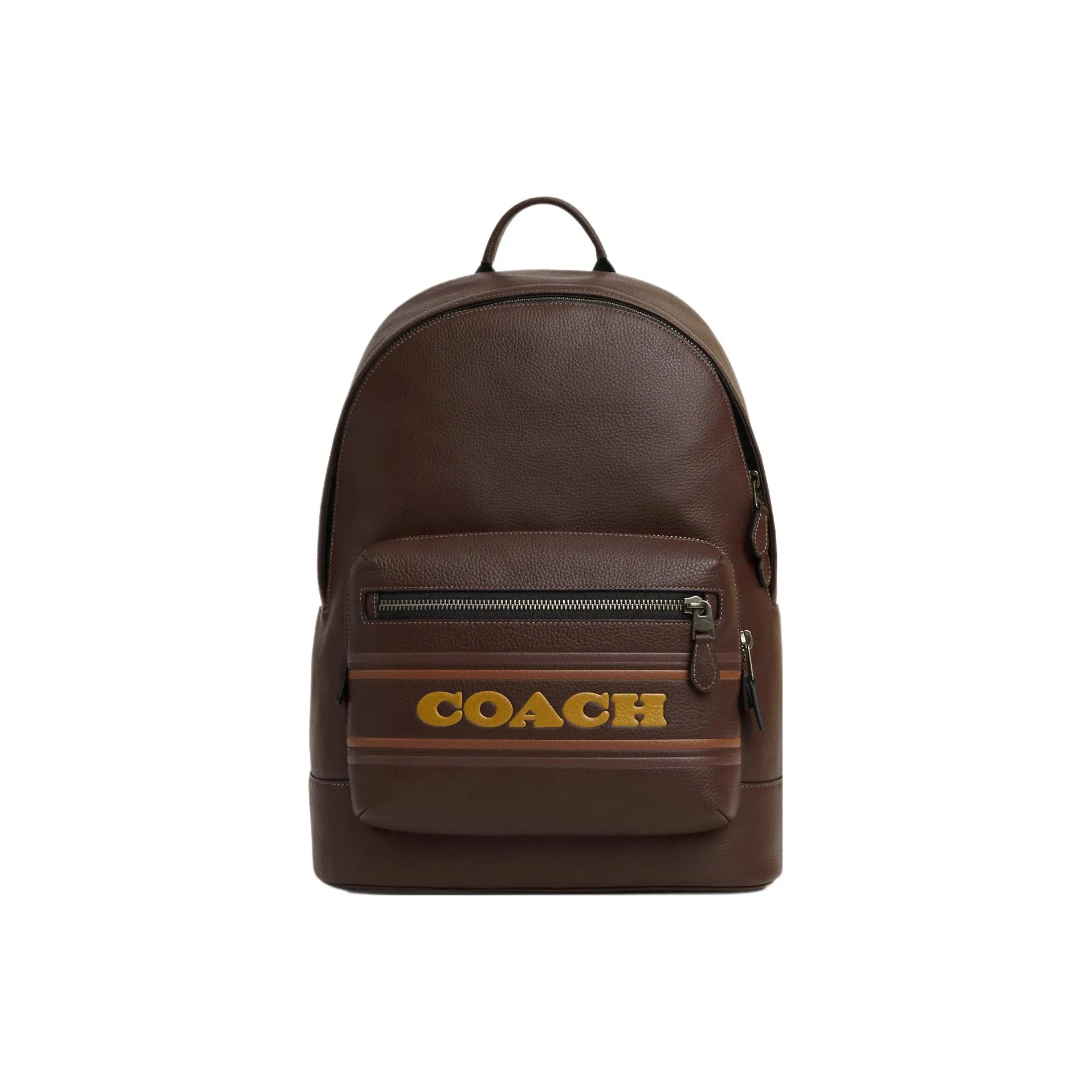 COACH West Cow Leather With Fabric Backpack Tubas Men's Dark Coffee