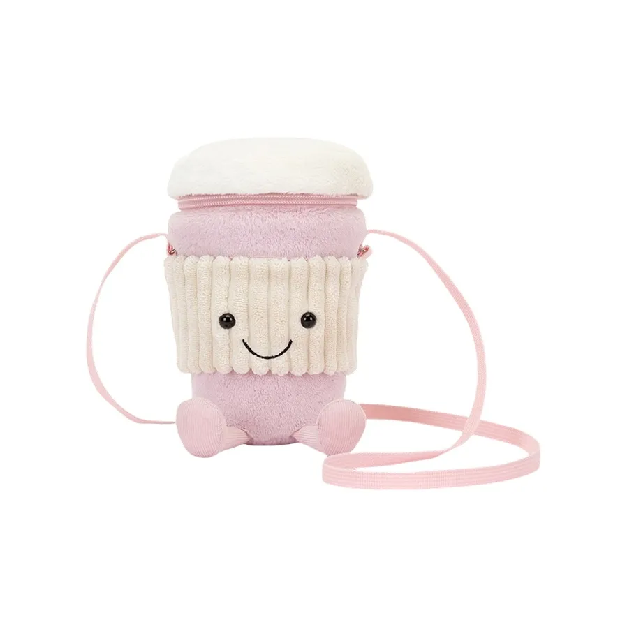 JELLYCAT Fun Items Collection Кофе Путешествие Чашка Сумка через плечо Розовый Куклы Плюшевая кукла 22 см Высота
