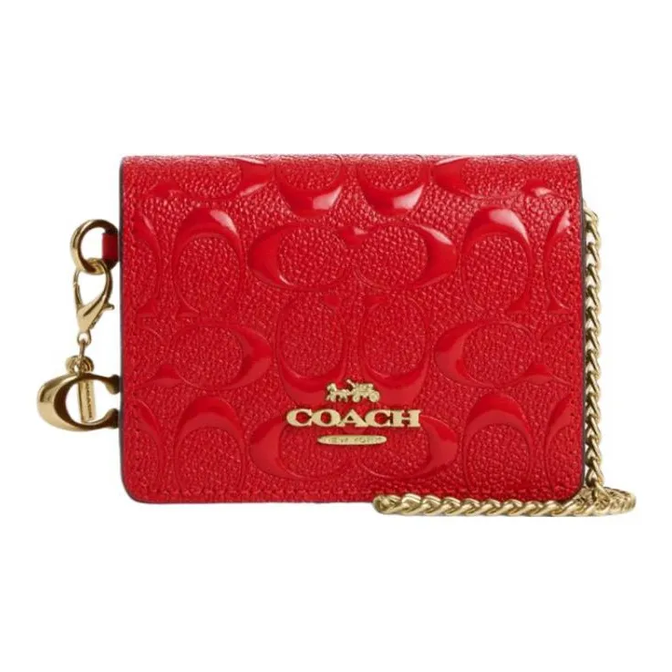 COACH Cow Leather Handbag, Shoulder Bag, Crossbody Bag Mini Women's Red