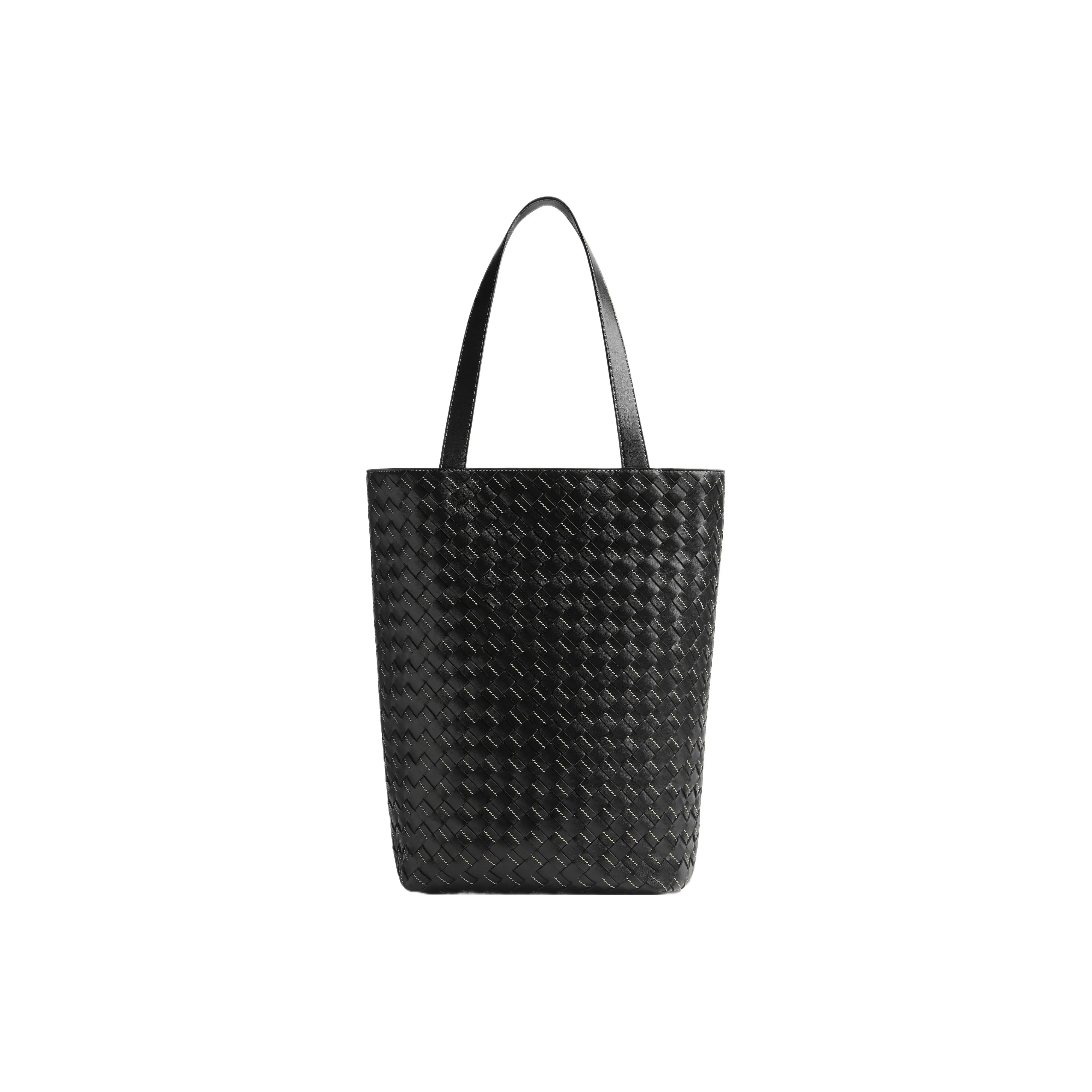 Bottega Veneta Intrecciato Calfskin Tote Bag, Shopping Bag, Handbag Trumpets Men's Black/Natural