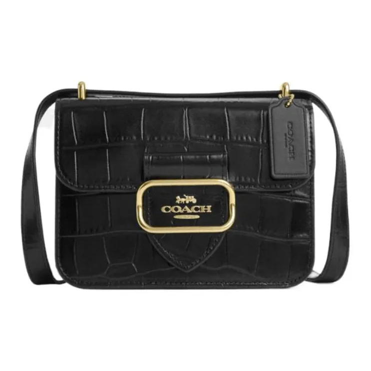 COACH Cow Leather Square Bag, Shoulder Bag, Crossbody Bag Trumpets Women's Bright Black