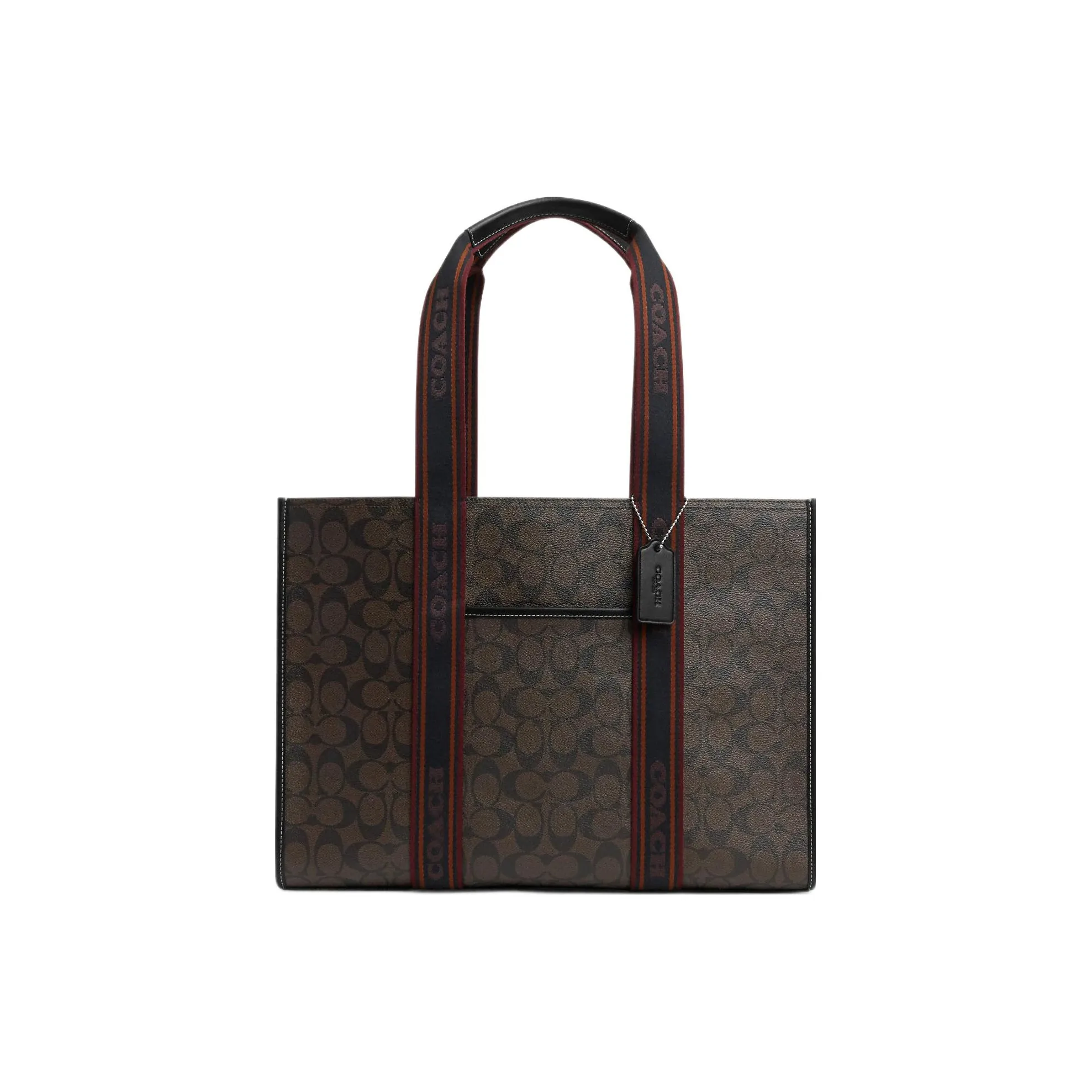 COACH Coated Canvas With Smooth Leather Tote Bag, Shopping Bag, Shoulder Bag, Handbag Tubas Women's Coffee