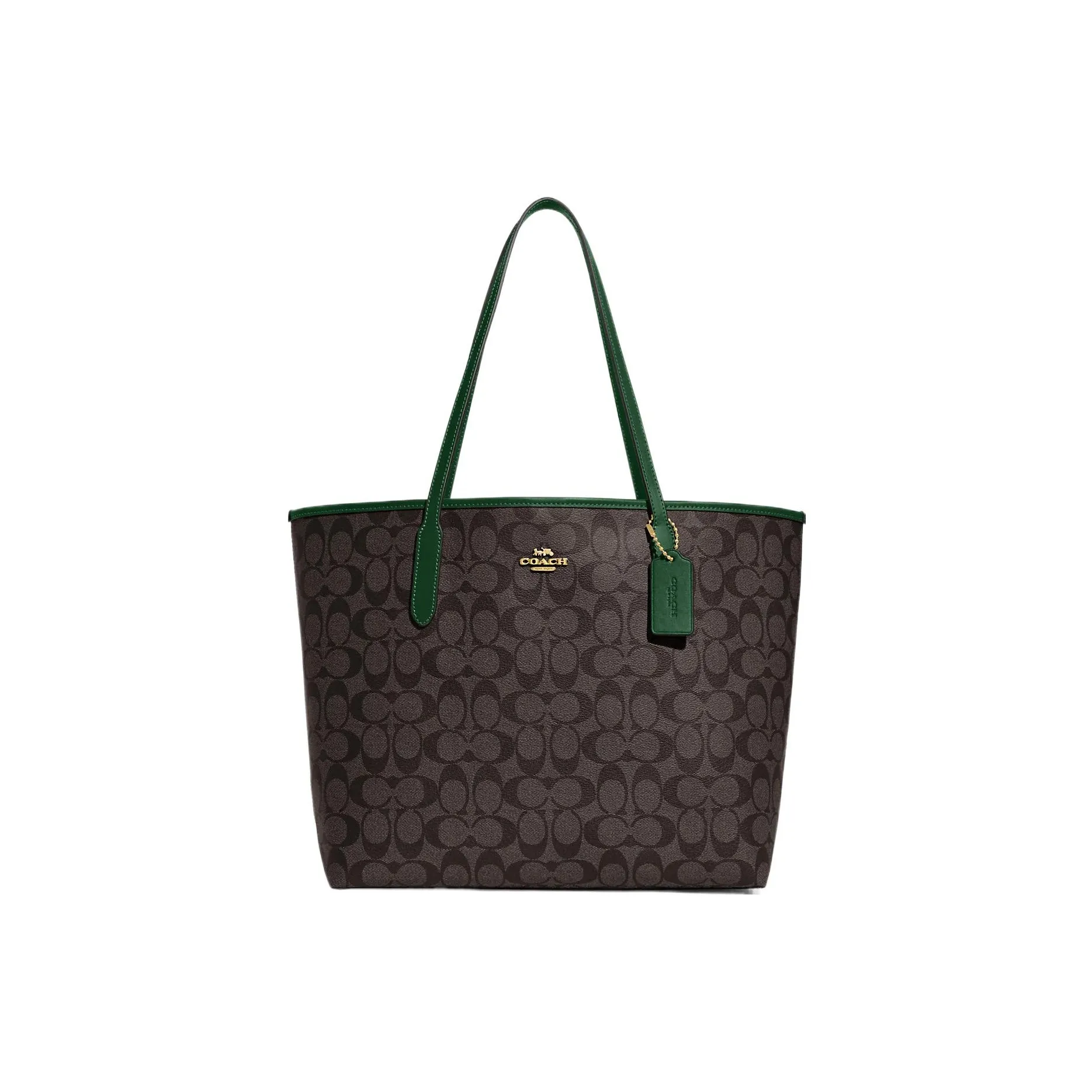 COACH City Canvas With Leather Tote Bag, Shopping Bag, Shoulder Bag, Handbag Tubas Women's
