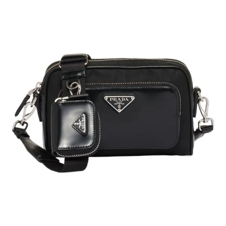 prada campaign Fabric With Leather Crossbody Bag Shoulder Bag Men's Black