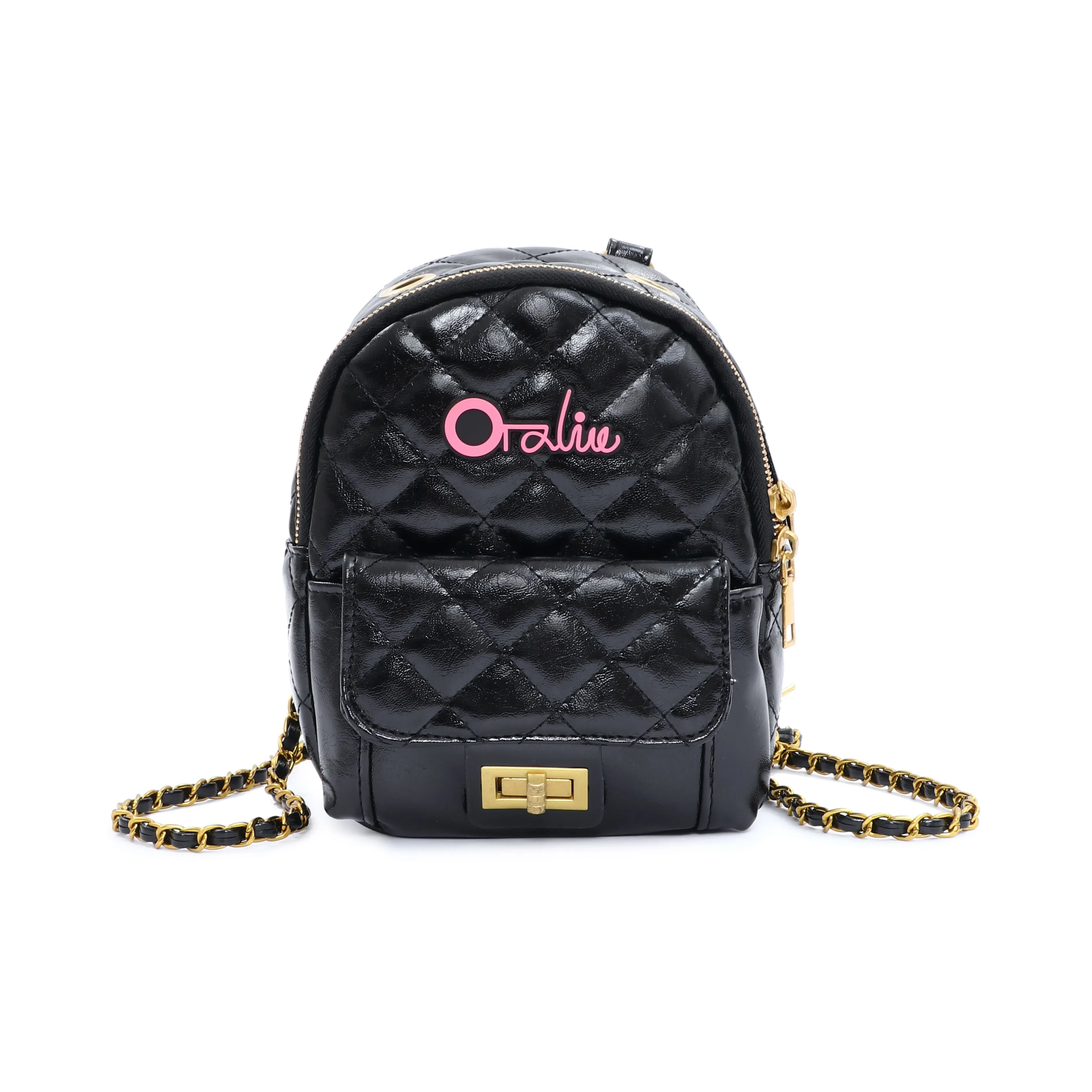 OTA PU Handbag Shoulder Bag Backpack Small Size Women's Black/Silver