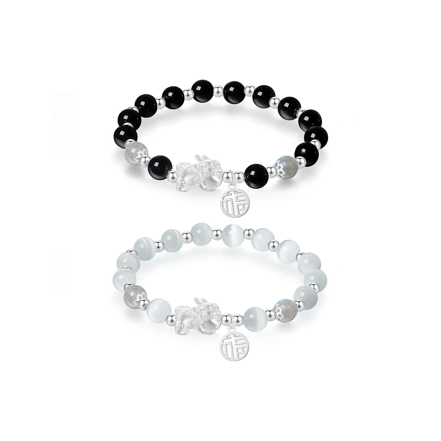 MISS TOOYA Черный агат Стекло Кошачий глаз Браслеты Унисекс