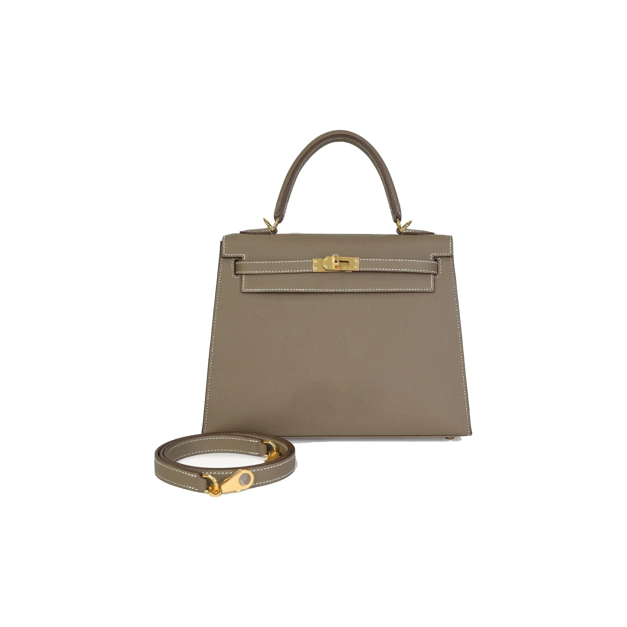 HERMES Kelly Epsom Leather Kelly Bag Handbags Regular Women's 18 Elephant Gray