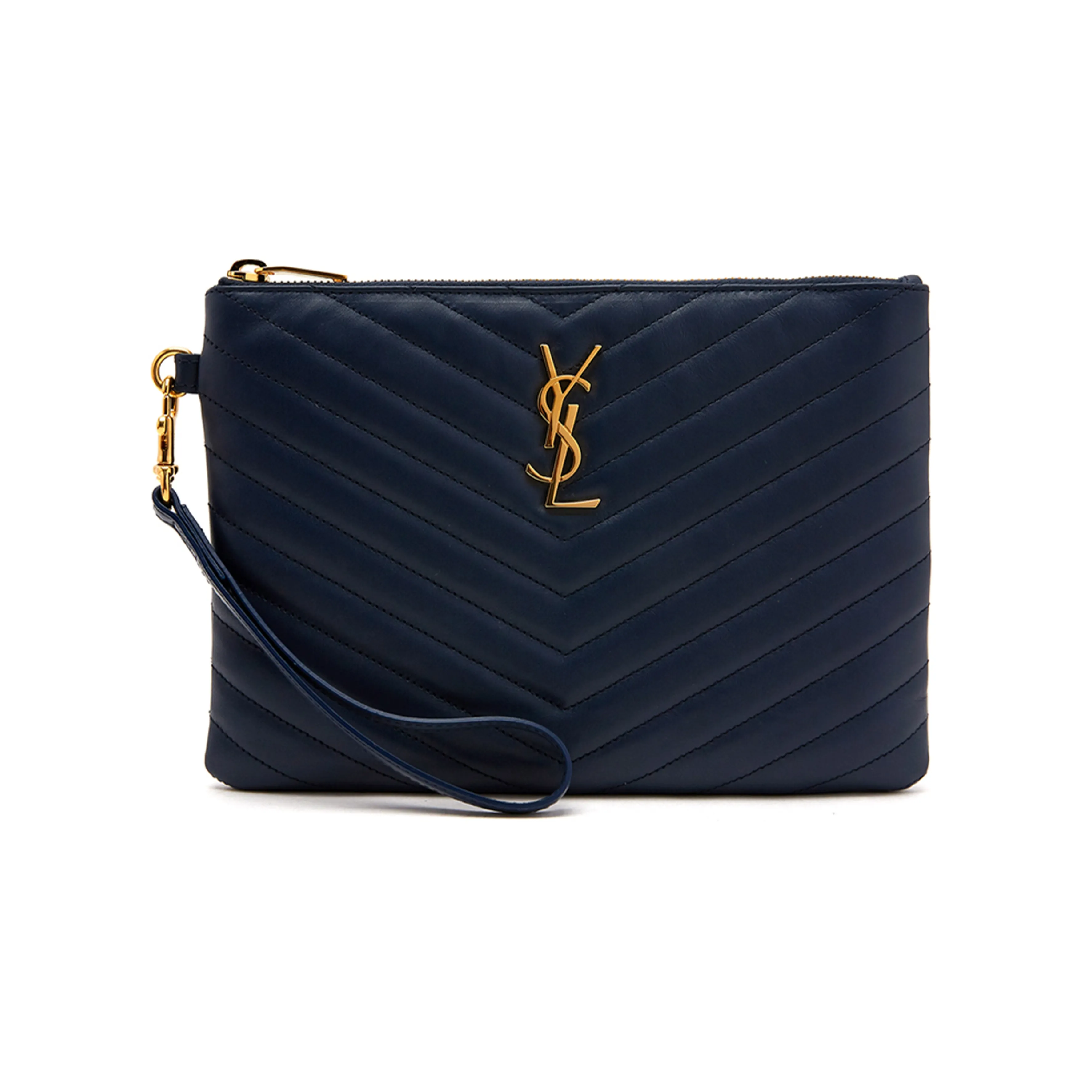 SAINT LAURENT CASSANDRE Calfskin Clutch Regular Women's Dark Blue