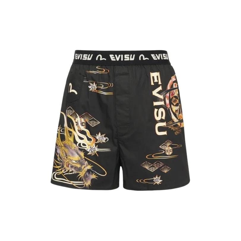 EVISU Черные боксер-шорты с принтом "Повсюду"