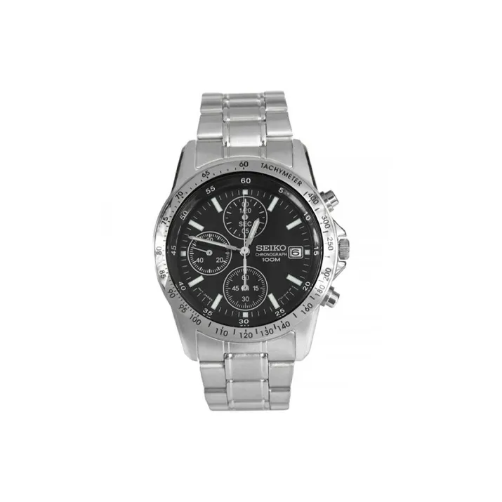 SEIKO Кварцевый механизм нержавеющая сталь ремешок часы 40 мм черный циферблат мужские часы