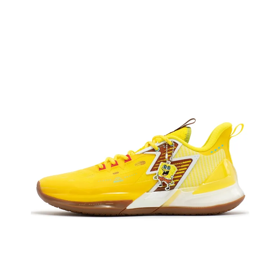 361° BIG3 4.0 PRO SpongeBob Cushioning Anti Slip And Wear Resistant Rebound Low Top Basketball Shoes Men's Yellow Brown