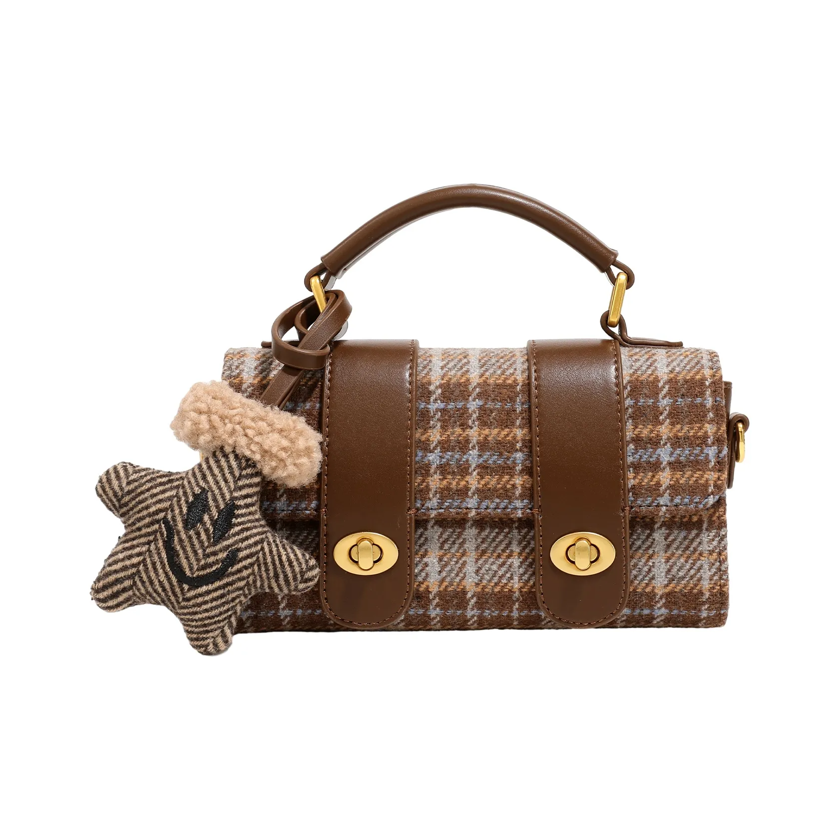 TOUTOU Сумка через плечо из синтетической кожи стандартная женская винтажная британская коричневая