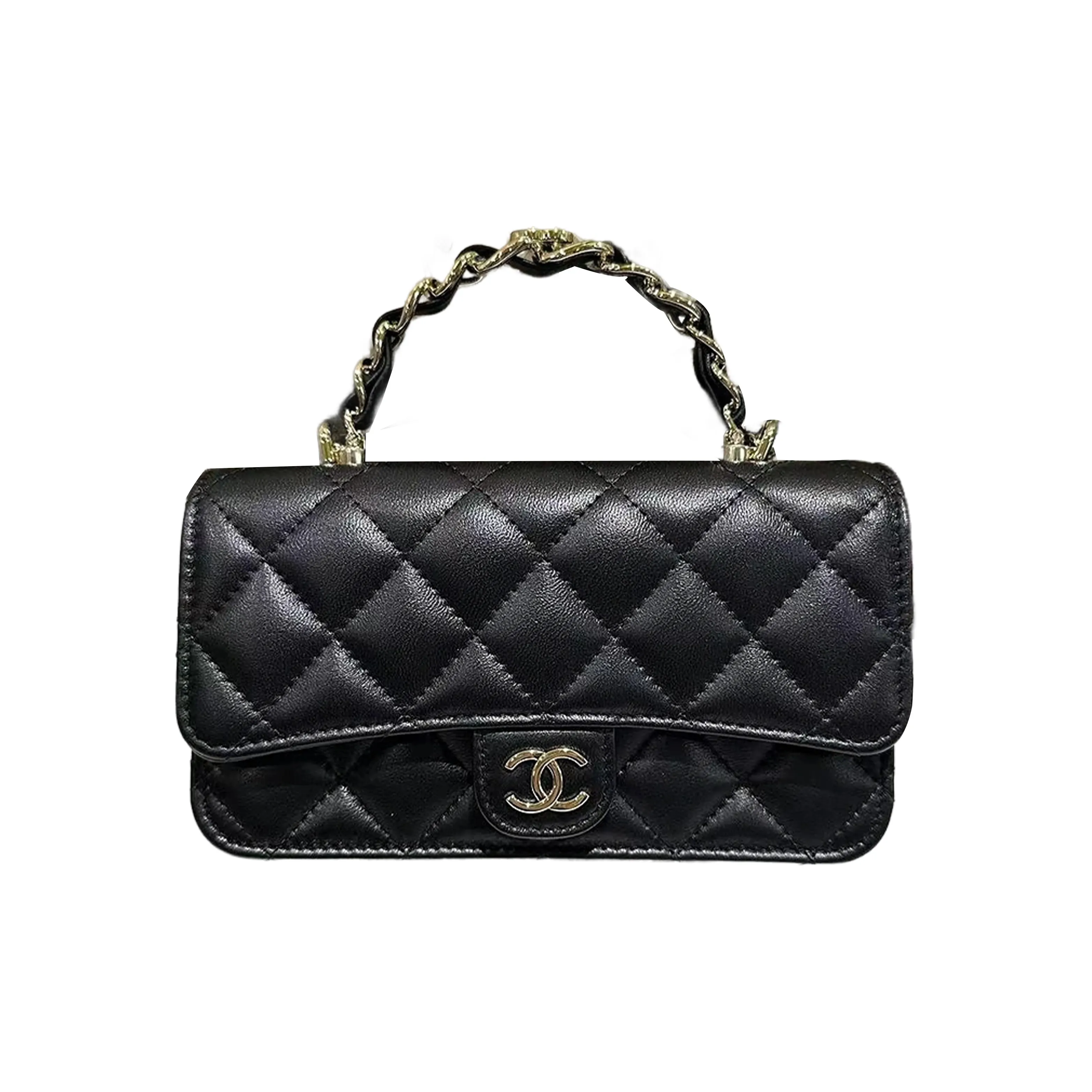 CHANEL WOC Sheepskin Handbag, Shoulder Bag, Crossbody Bag Mini Women's Black