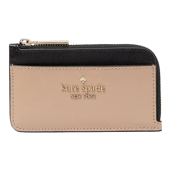 Kate Spade Leather Card Holder Women's Light Yellow Umber & Black