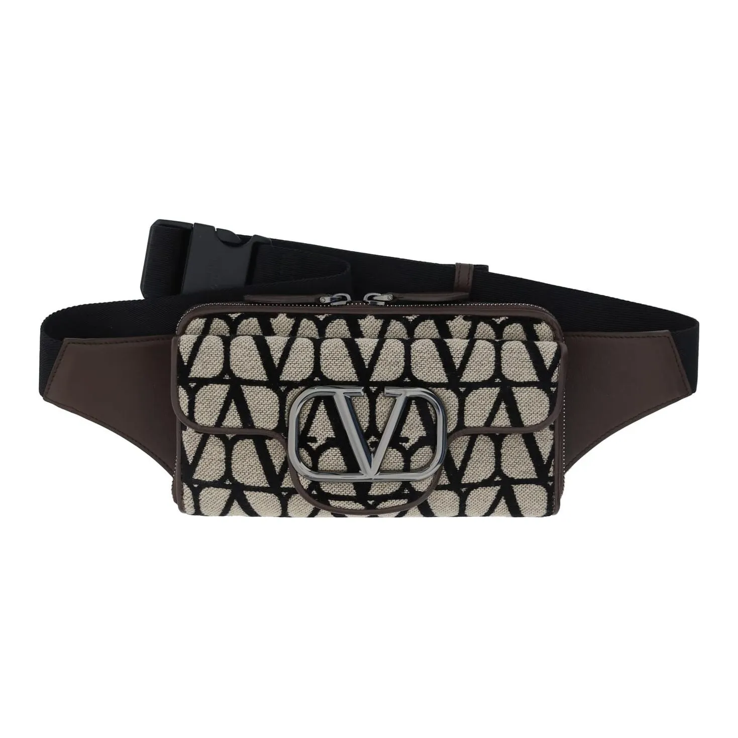 Valentino Cotton With Polyester Sling Bag, One Shoulder, Crossbody, Fanny Pack Men's Natural/Black/Gummies